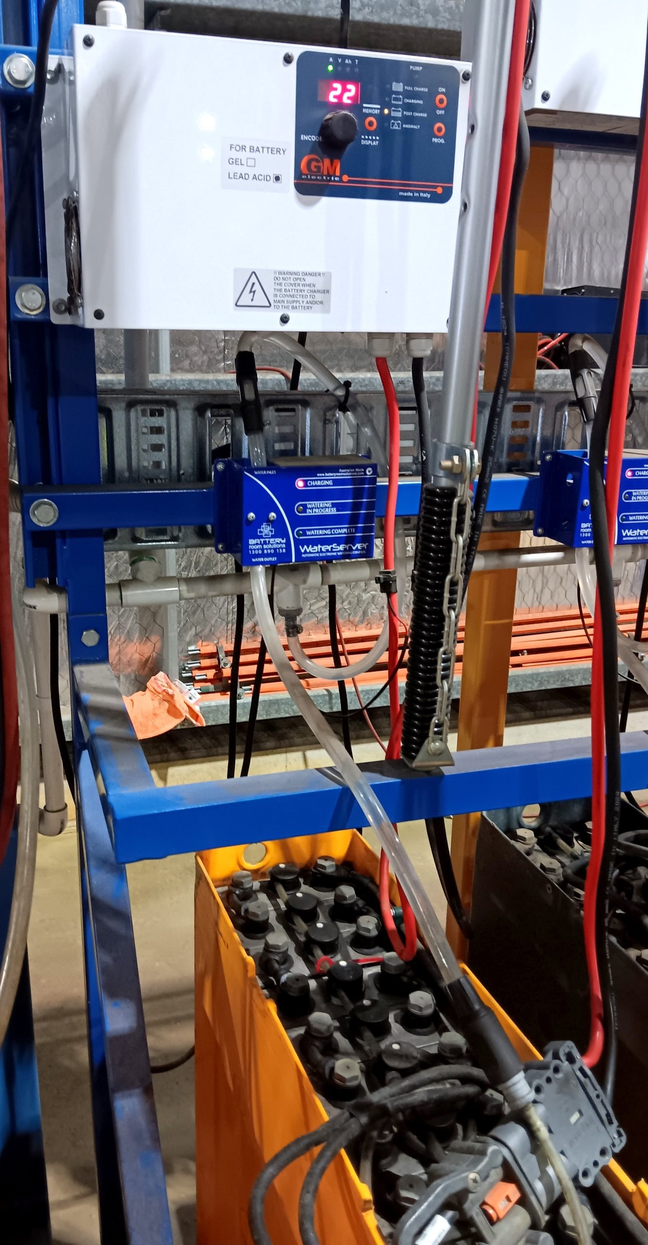 WaterServer Forklift Battery Automatic Watering Lead Acid WaterGenius Battery Room 3