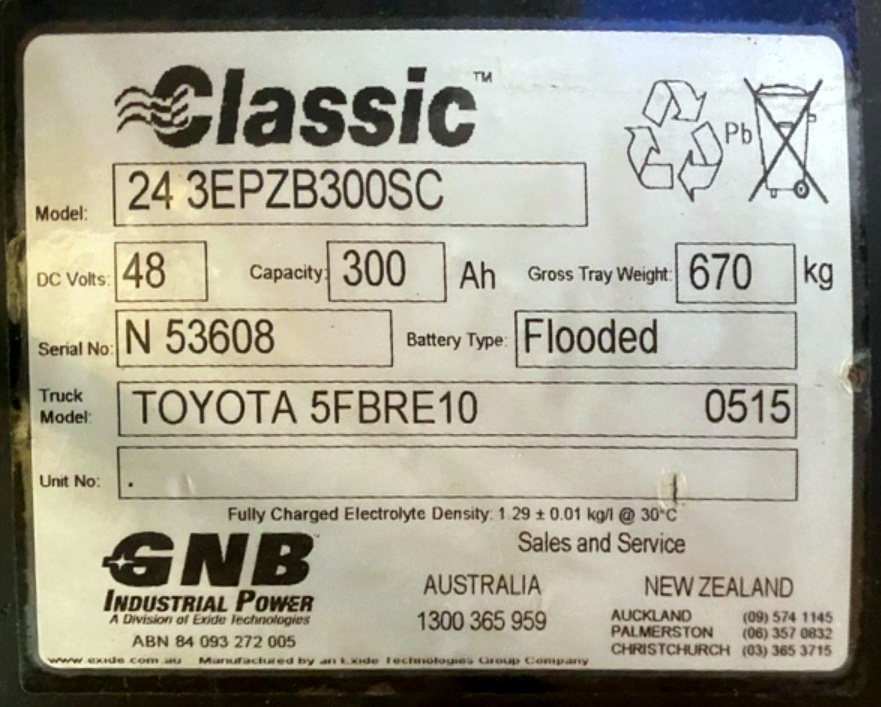 Forklift Battery Metal Tray Data Plate Replacement Online Quotes Australia